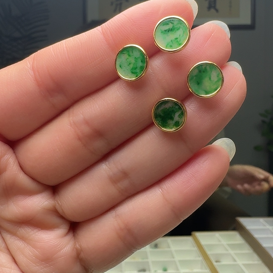 翡翠银S925镶嵌耳饰多样性发货其一