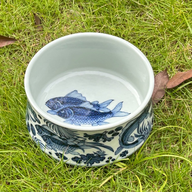 【高货稀缺】一线窑口画师亲工仿元青花鱼藻水洗