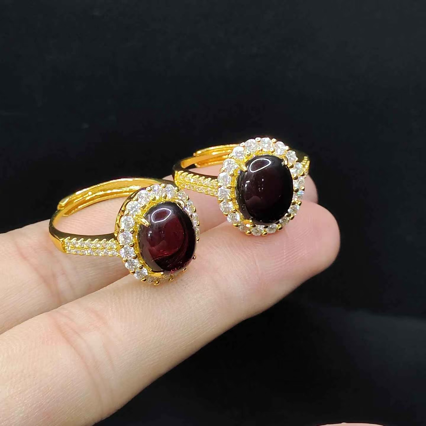 【老三珠宝】琥珀蛋面戒指X9【多样性发其一】约11-8-5mm