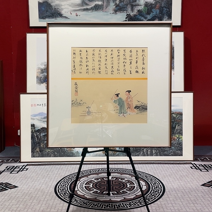国画手绘作品带框