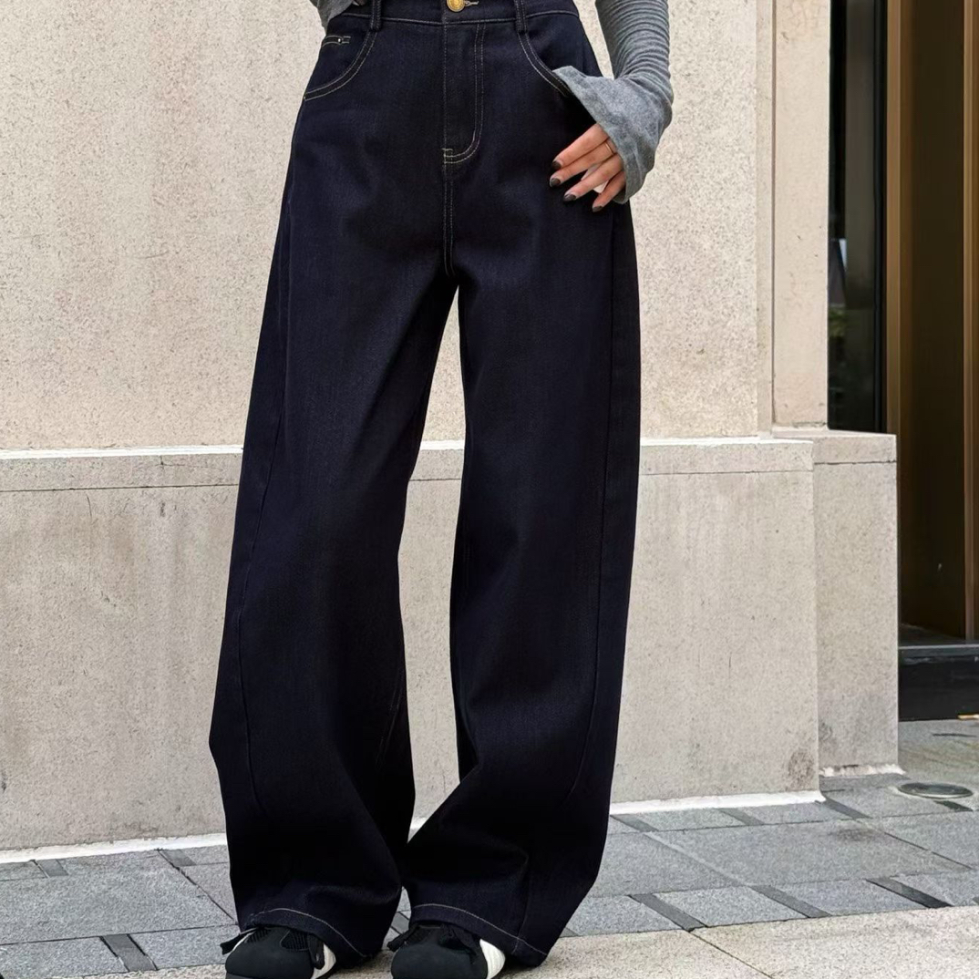王姐推荐2025韩版高端窄版直筒加绒牛仔裤时尚百搭