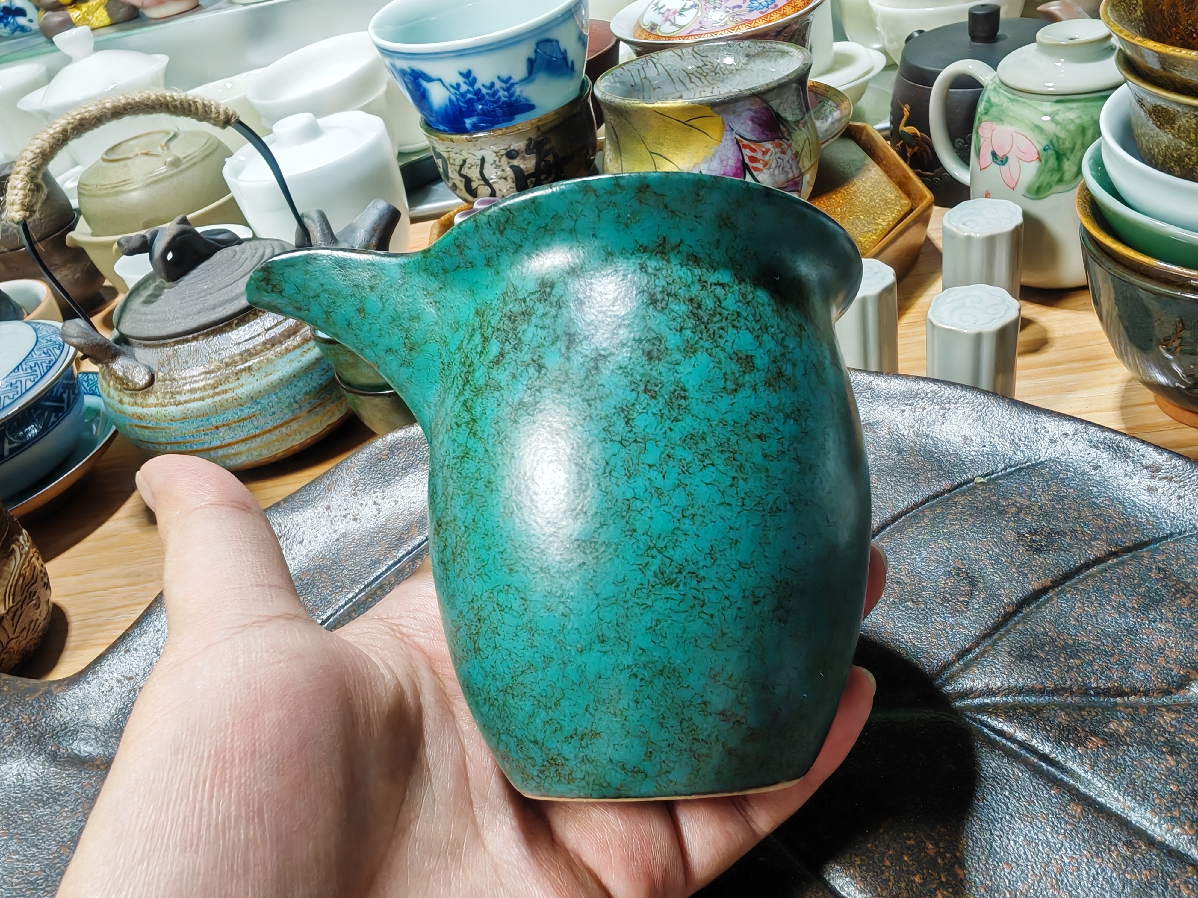 松石釉长嘴公道杯容量250毫升