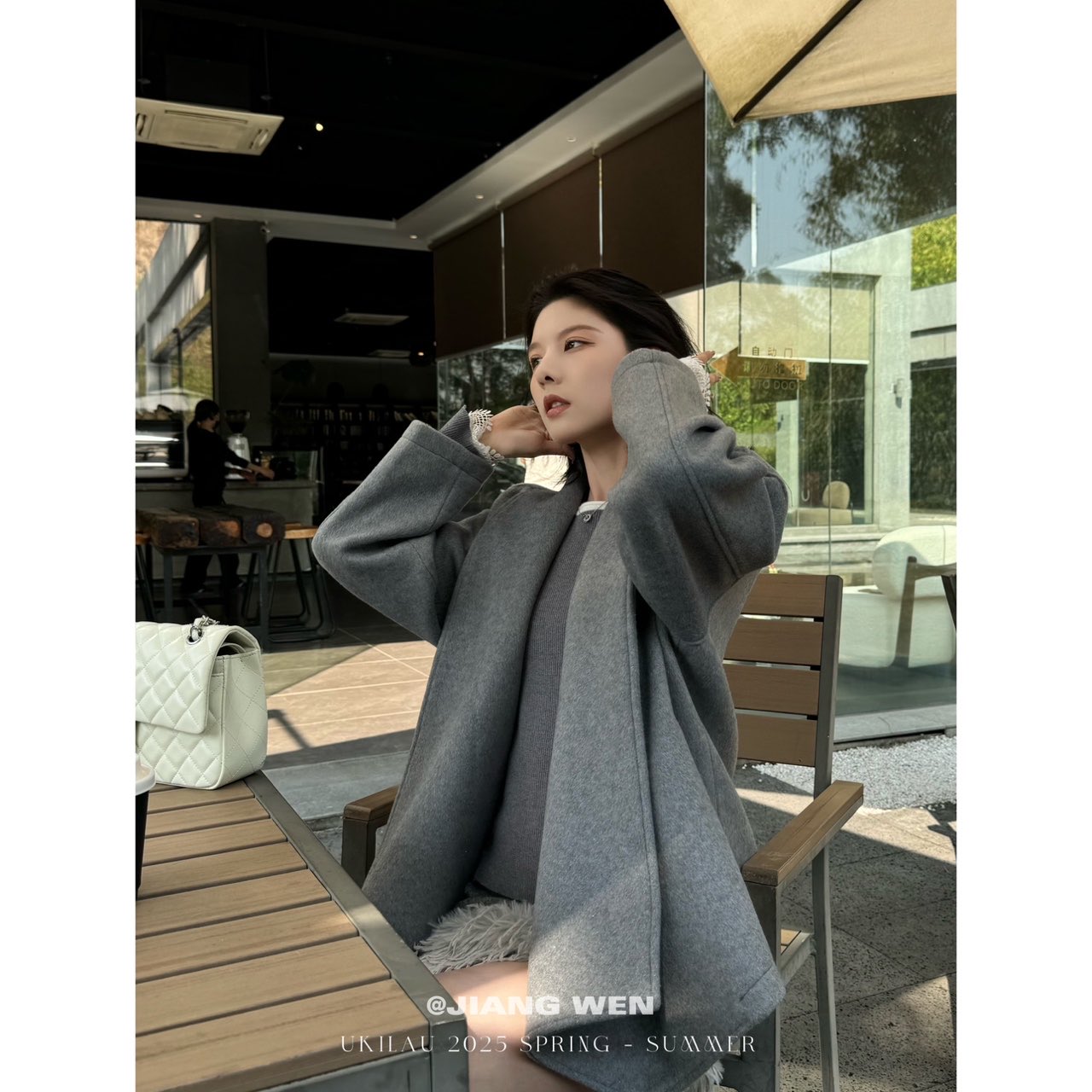 UKILAU冬季新款韩系慵懒风双面羊毛大衣