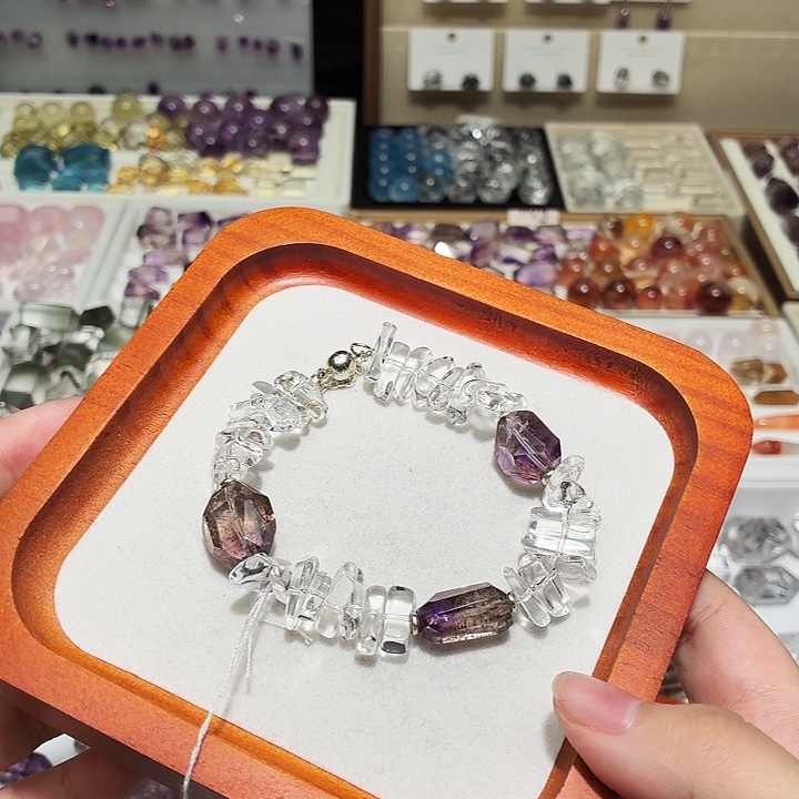 水晶吊坠(不含链)未镶嵌成品 紫超七 手串