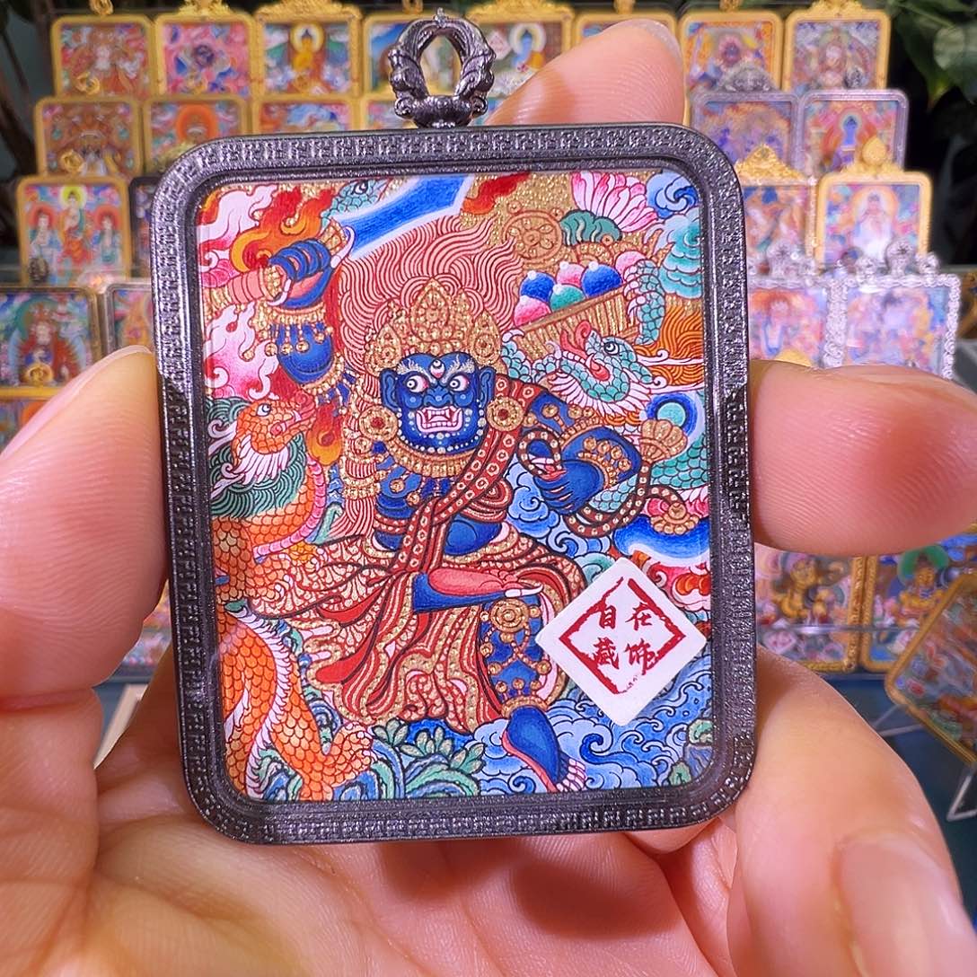吊坠不动明热贡纯手绘唐卡