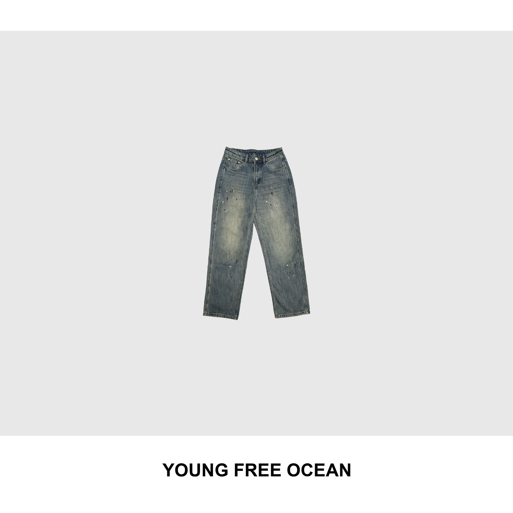YOUNG FREE OCEAN2025秋冬款 脏脏做旧直筒牛仔裤