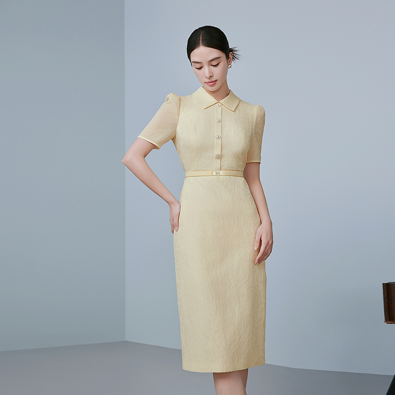 肌理感轻薄优雅连衣裙2025新款时尚修身显瘦长裙-MOGB02WOP014Y21