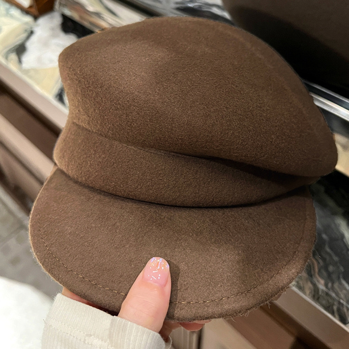 fever同款~黑色羊毛呢报童帽女秋冬马术八角帽子贝雷帽复古羊毡帽