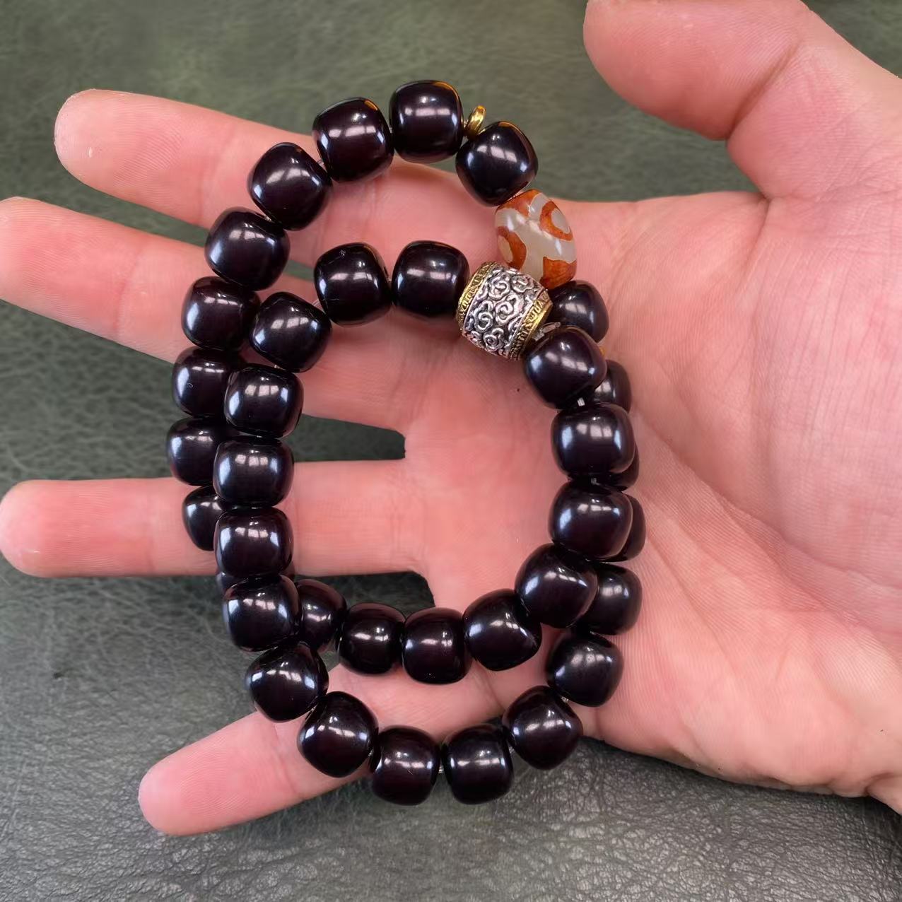 非金属木质手链 黑金刚菩提双圈手串MK347