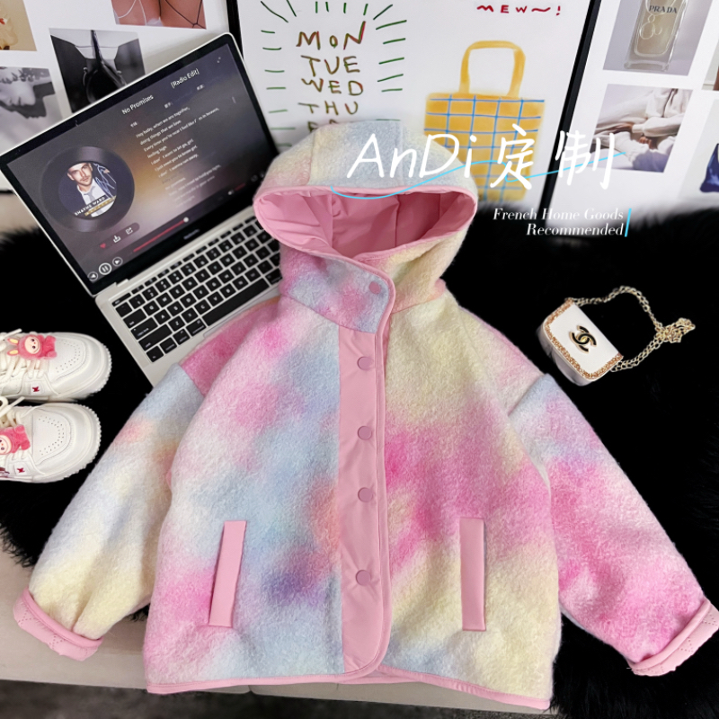 〖ANDI〗安迪秋冬季厚款中大童时尚卡通女童连帽外套5187