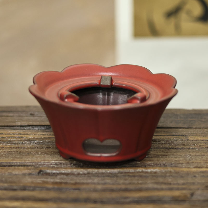 【叁山】山楂红素面花口酒精炉-茶道零配-（W0228）