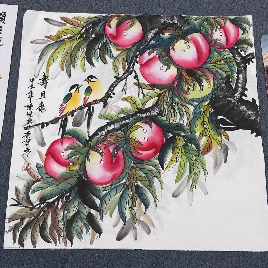 国画尺寸70X70手绘作品 