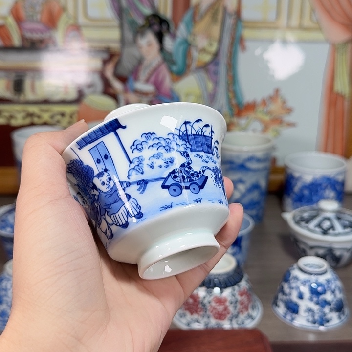 杯现代景德镇陶瓷盖碗