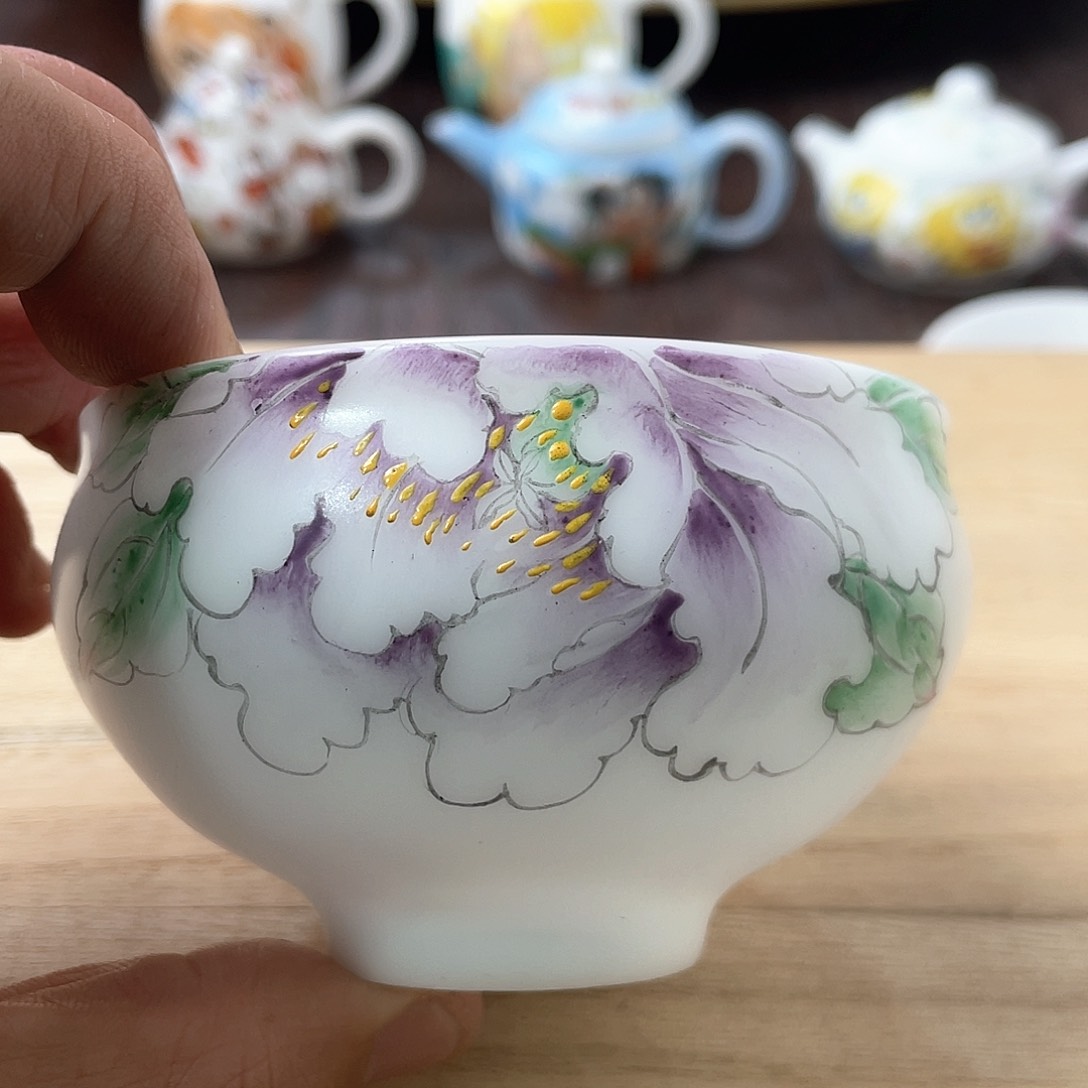 冰种素烧手绘主人杯