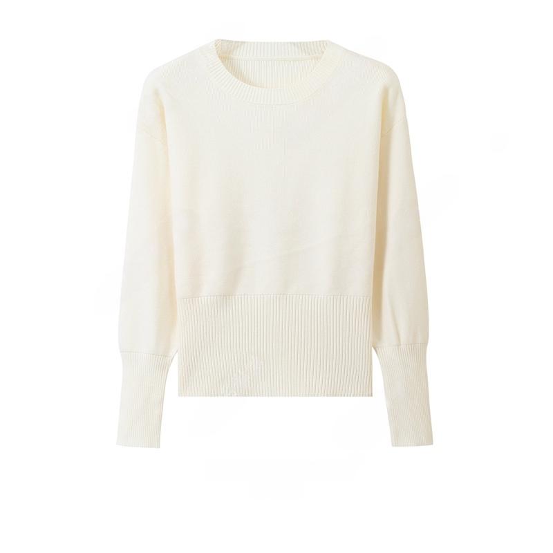 韩系简约修身显瘦百搭针织毛衣2025秋冬新款圆领套头上衣女