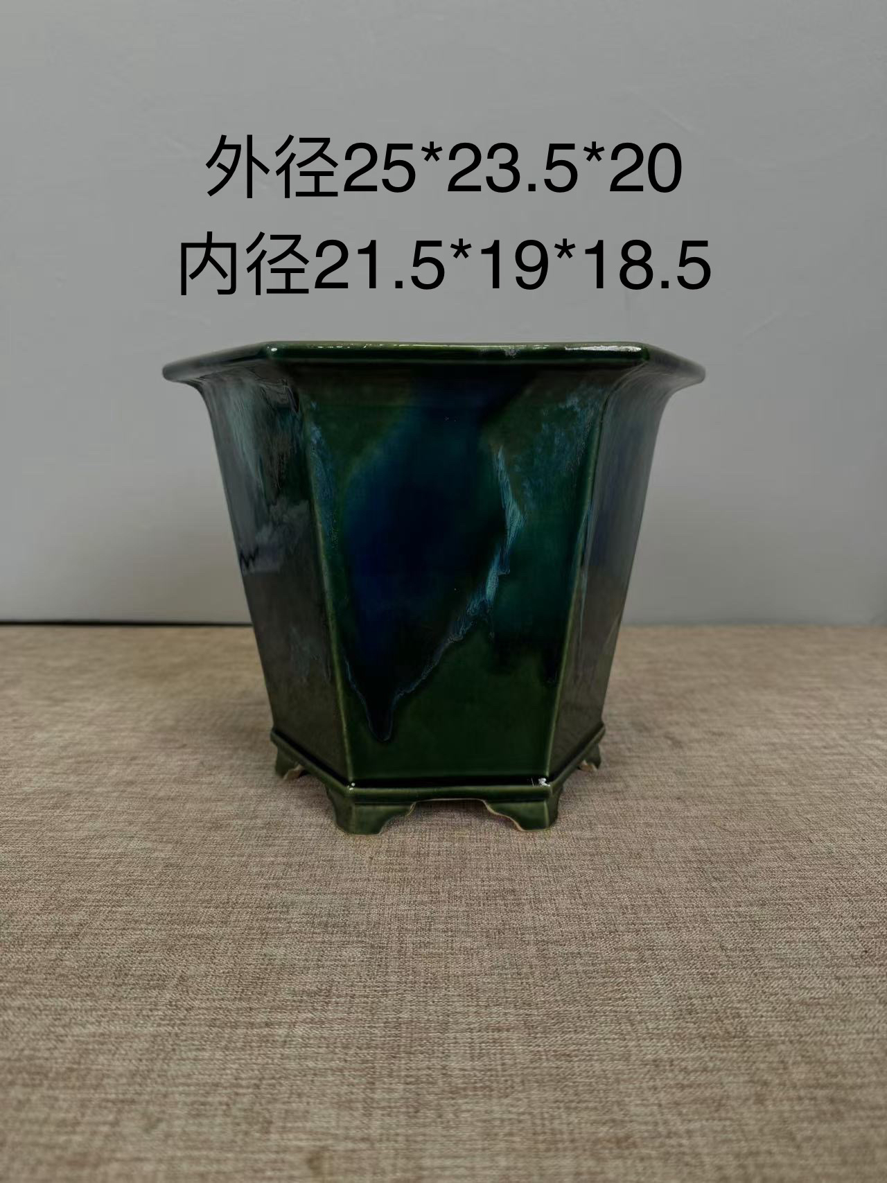 福田茂同款釉盆，杜鹃盆，邻水悬崖盆，六方釉盆，釉色渲染浓郁紫砂