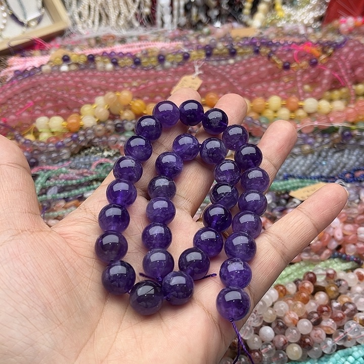 玛瑙/玉髓珠宝半成品未镶嵌一条12mm紫晶