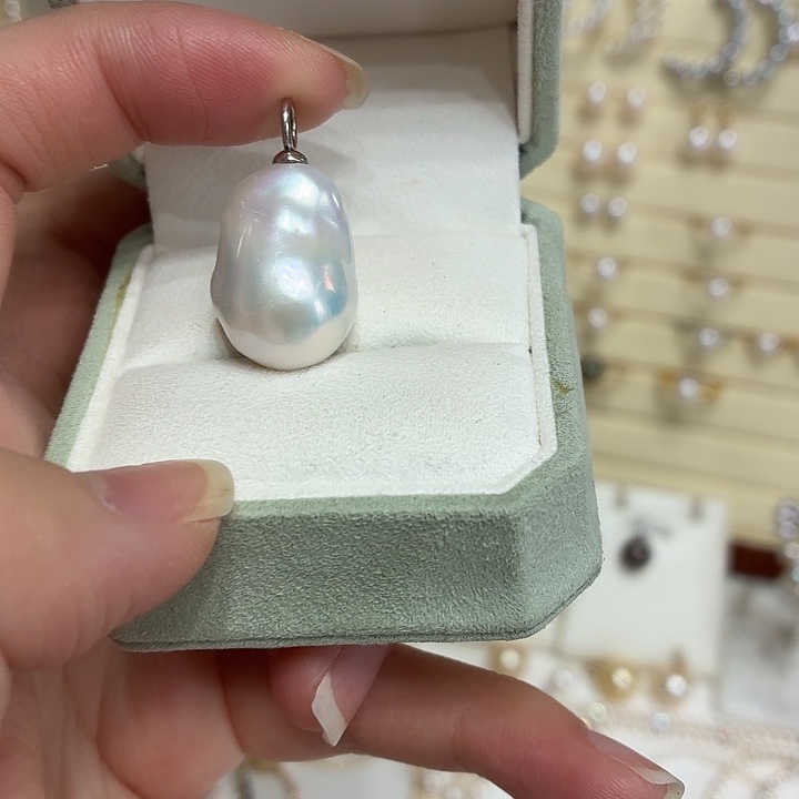 银S925镶嵌淡水珍珠吊坠(不含链)