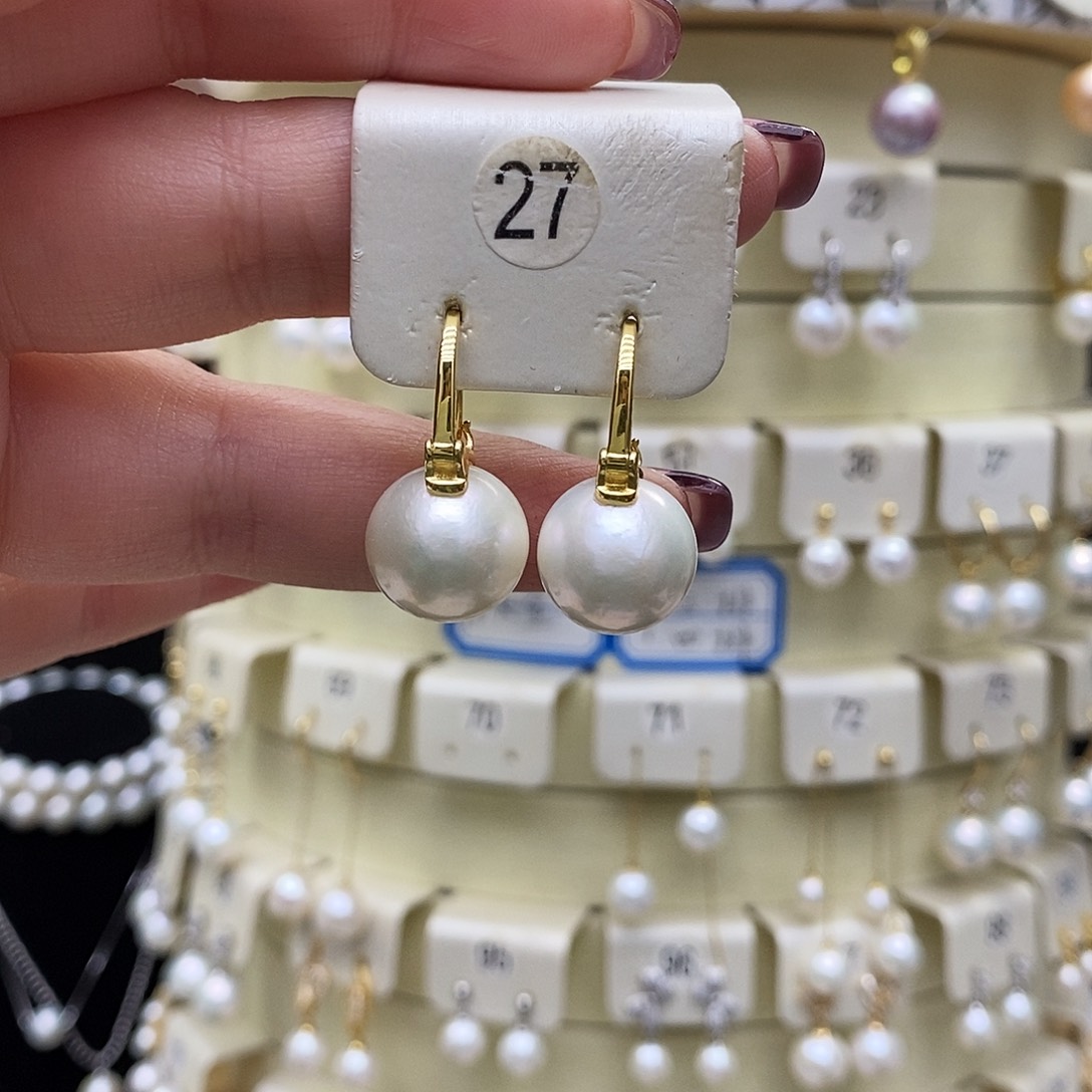 淡水珍珠耳饰银S925镶嵌