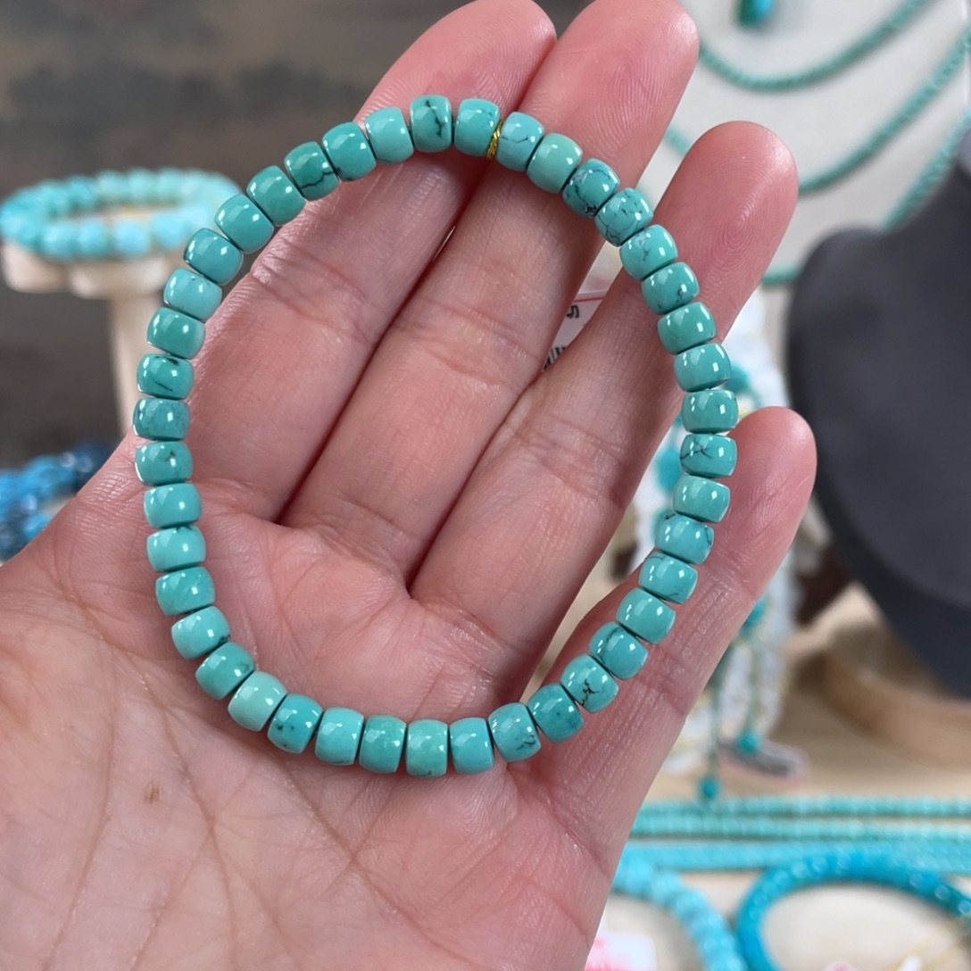 绿松石未镶嵌套链5.4精品直切手串