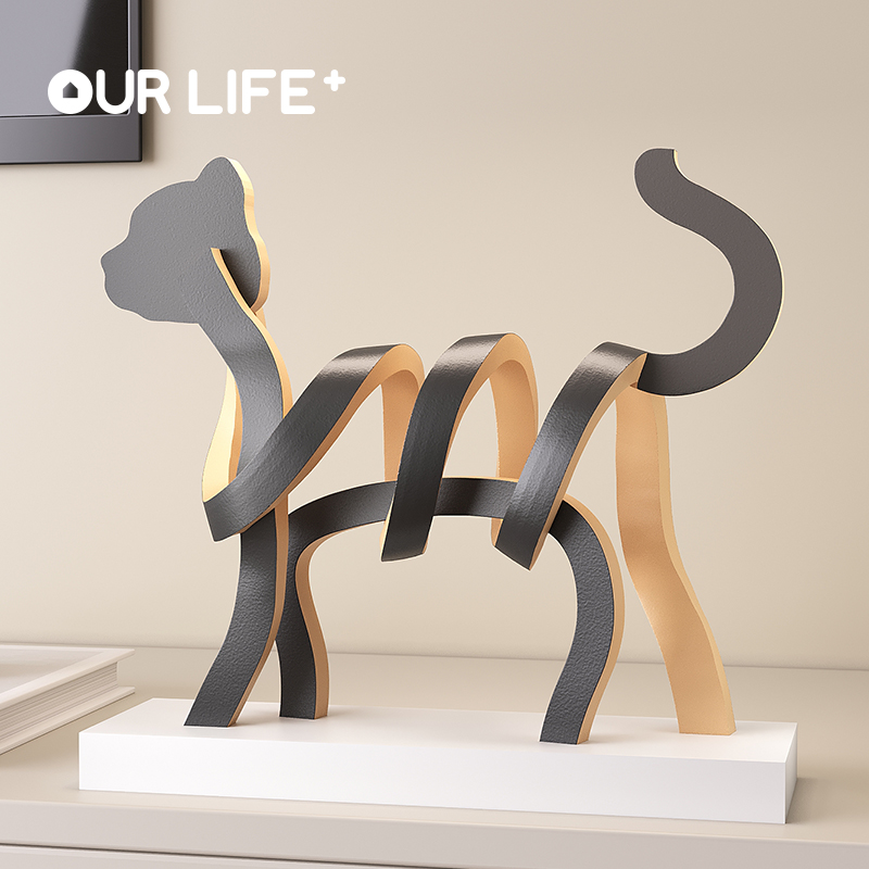 意式极简猫咪摆件抽象雕塑艺术客厅玄关书房样板间家居软装工艺品