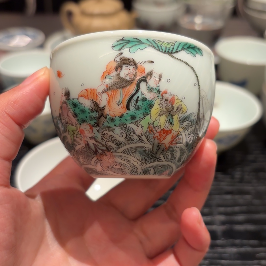 摆件嘻**哈景德镇陶瓷钟馗渡海图