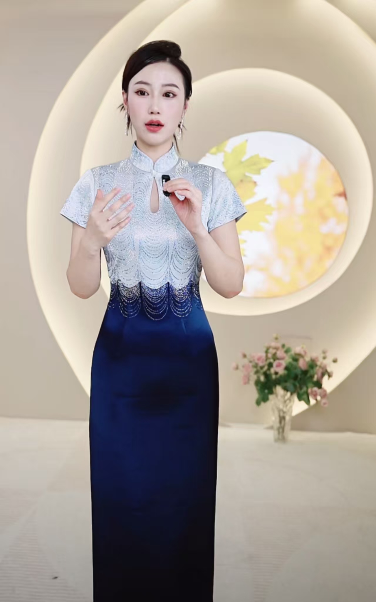 【金姐高定喜服】落英缤纷双拼色系喜婆婆高端婚礼高贵气质礼服旗袍