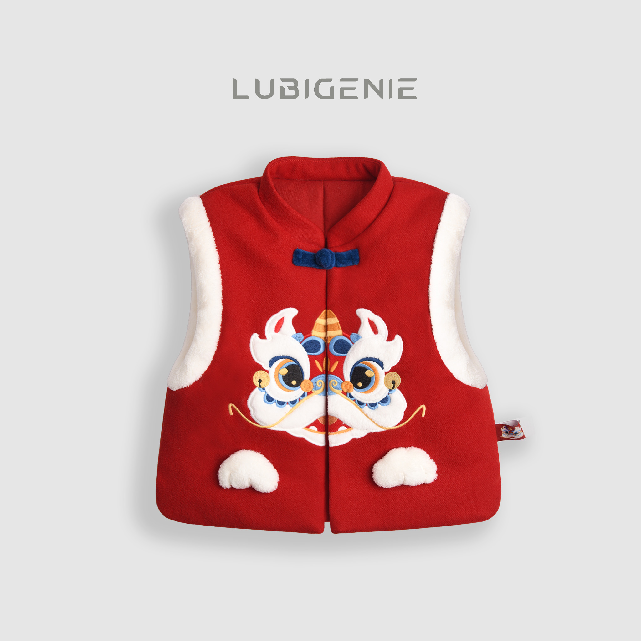 现货【潘先生高定】狮狮如意婴儿拜年马甲中式过年喜庆夹棉加厚背心