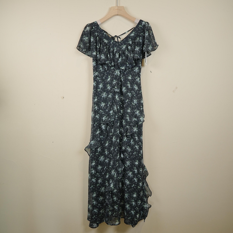 PARKVIEW/百芙川连衣裙蕾丝碎花显瘦气质蓝色时尚夏季印花BH1046