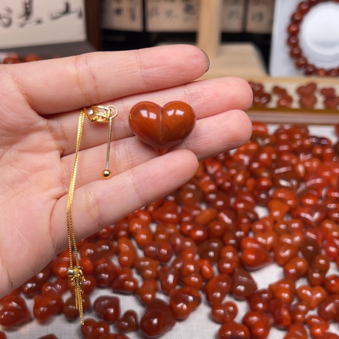 慈***恩南红玛瑙银S925镀金镶嵌项链