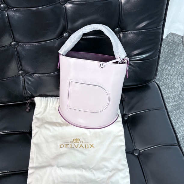 99新 Delvaux/德尔沃 淡紫色Bucket手提水桶包 3q