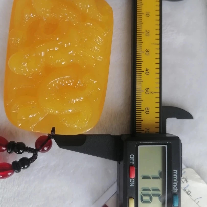 D043 重工雕刻 鸡油黄 龙牌 神龙护主素绳款