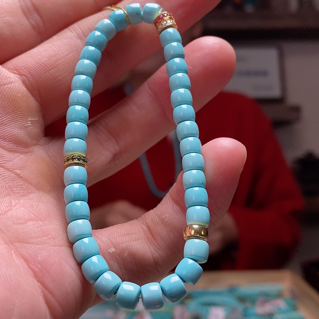 绿松石珠宝奇石18K金镶嵌