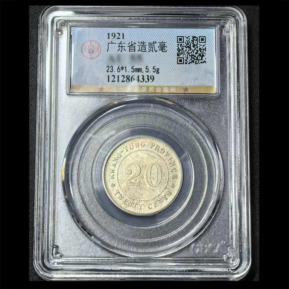 公博鉴定保真 民国时期广东省造二毫银币机制币 择优发货