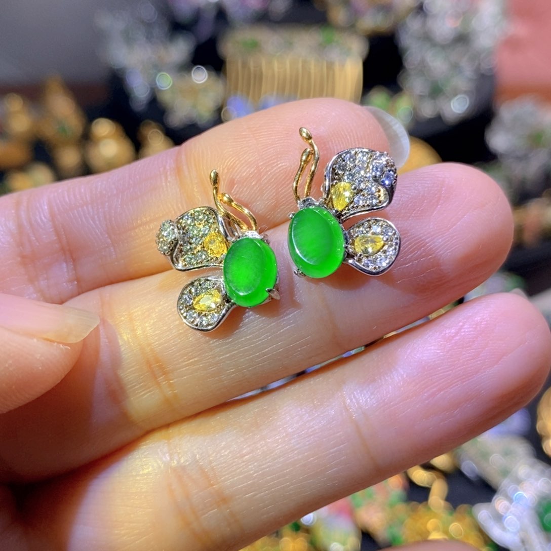 吊坠(不含链)银S925镶嵌翡翠