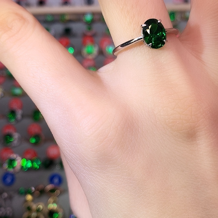 透辉石戒指银S925镶嵌戒指