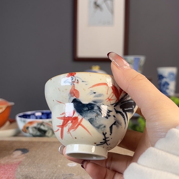 摆件景德柴烧茶杯多人