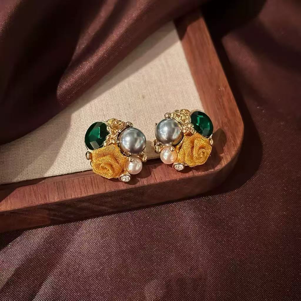 【绍兴龙华】优雅气质玫瑰花耳钉S9138