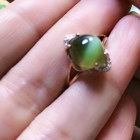 和田玉戒指银S925镶嵌