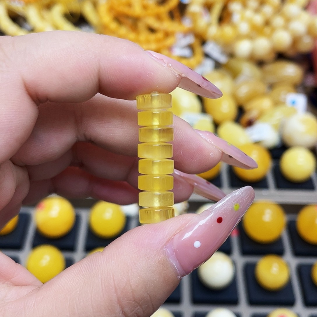 未镶嵌琥珀珠宝奇石8+mm飞碟珠