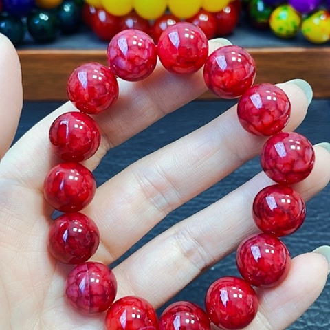 玛瑙/玉髓手链未镶嵌血灵芝14