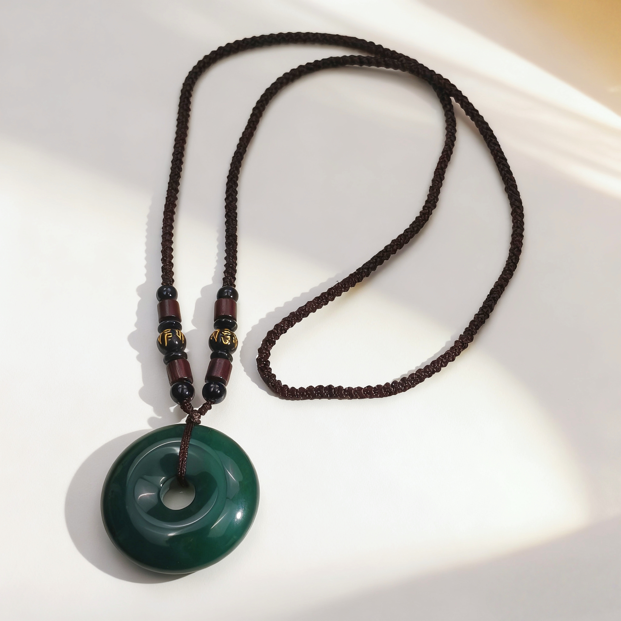 和田翠青平安扣 精品手串 无礼盒 多样性发其一 AK 0010