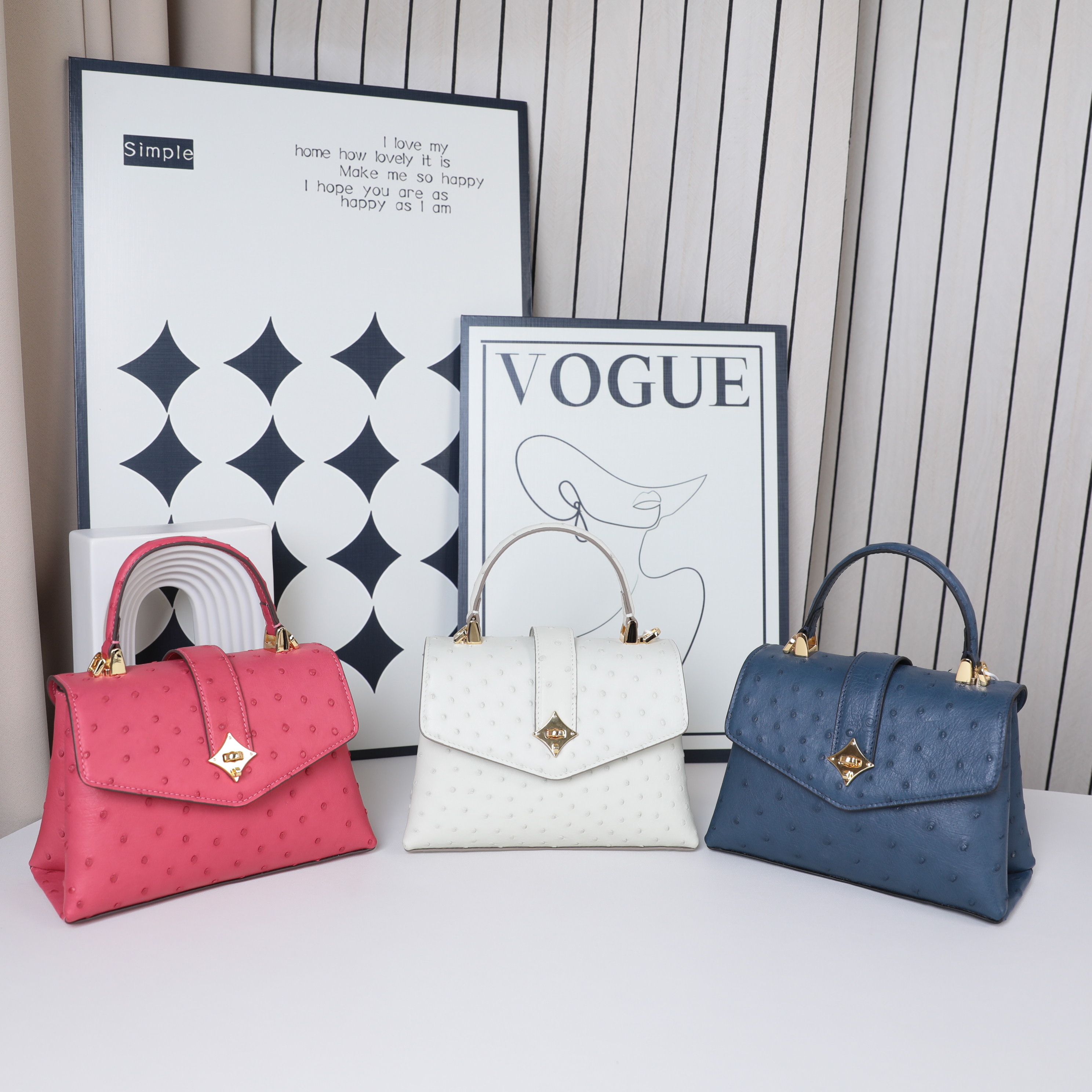 时代品牌高定手提时尚百搭包通勤包鸵鸟M10561