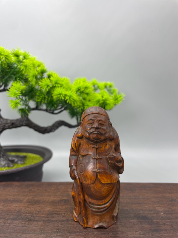 小叶黄杨木纯手工精雕地主木雕摆饰装饰品收藏精品