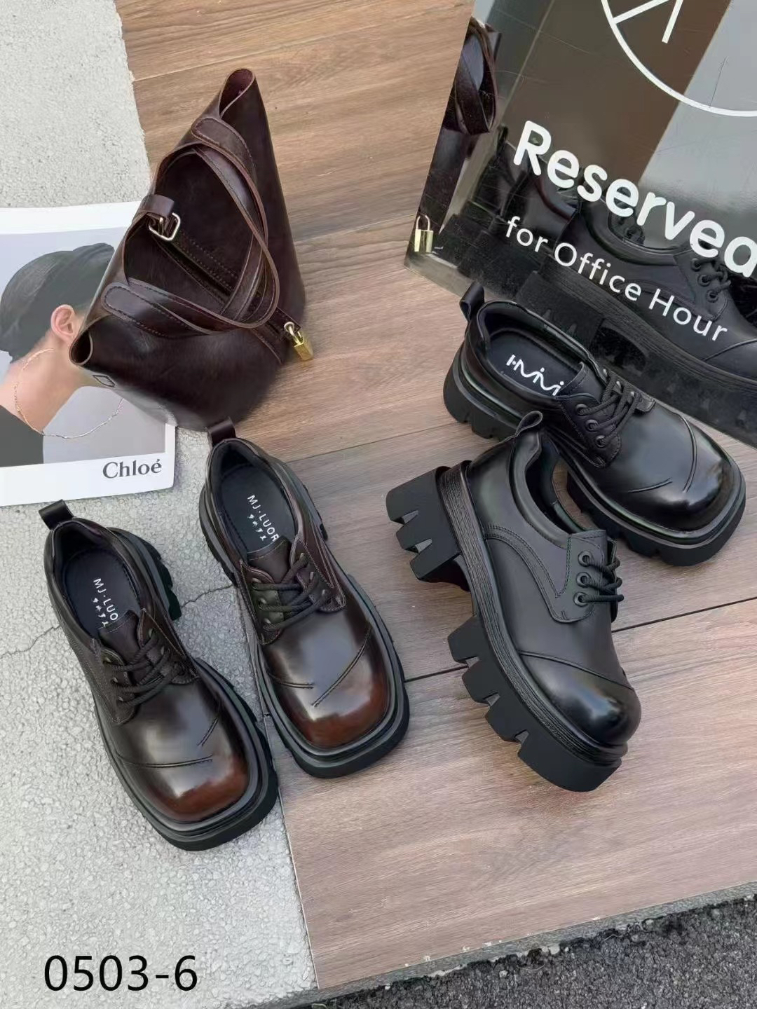 3321 春季新款厚底圆方头百搭休闲乐福鞋