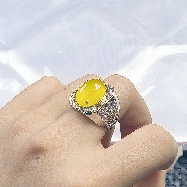 【聚宝严选】B19黄大鹅蛋全包闪戒指男女同款时尚精致气质百搭hj