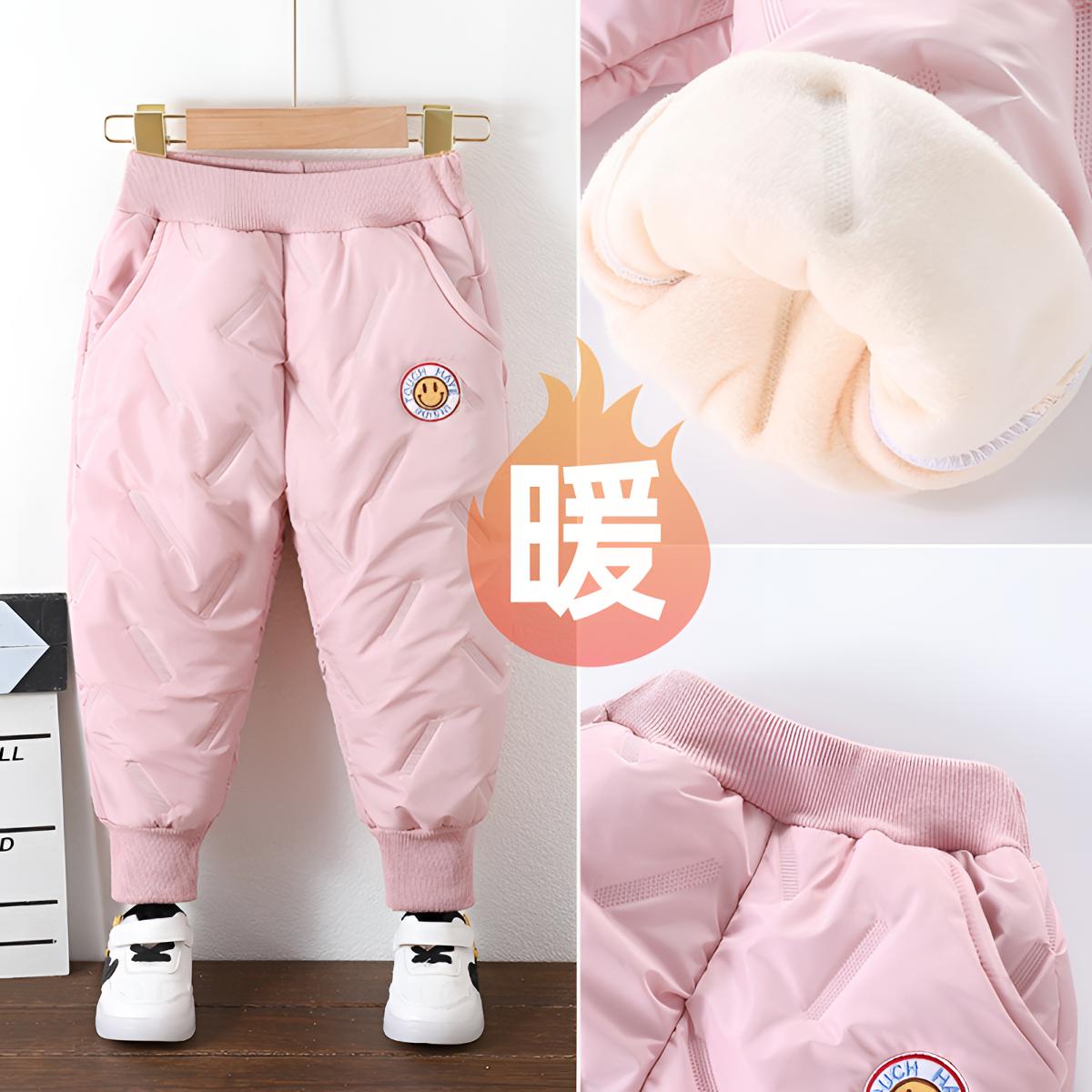儿童洋气棉裤三层加绒加厚女宝宝冬季外穿保暖裤中小童男孩长裤子