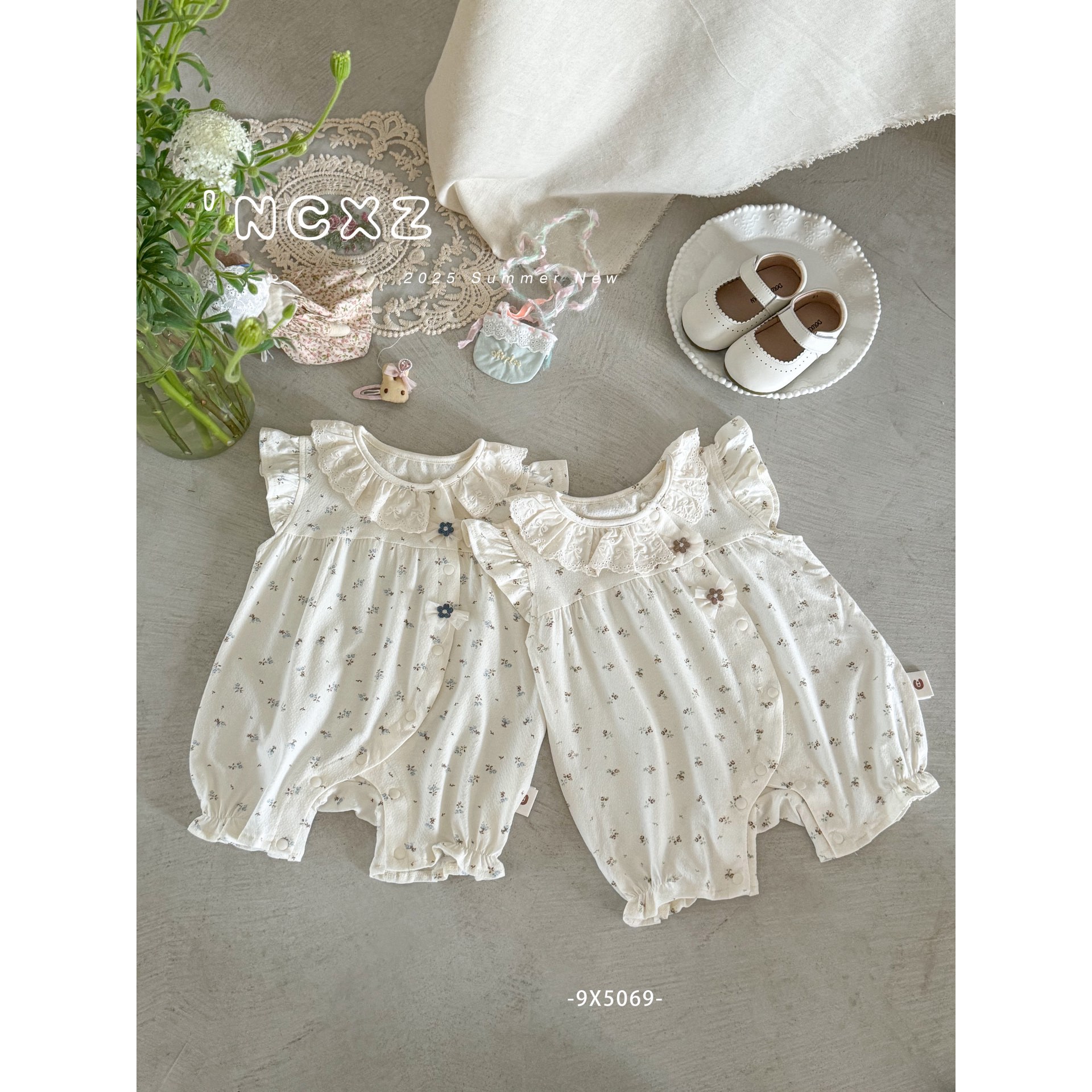 【NO退NO换】欢宝2店-奶茶小猪-2025夏-编码0179-9X5069-双花结哈衣