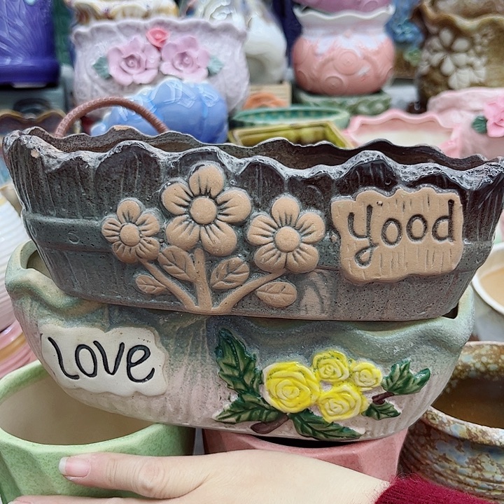 多肉绿植陶瓷花盆9.9包邮，有孔