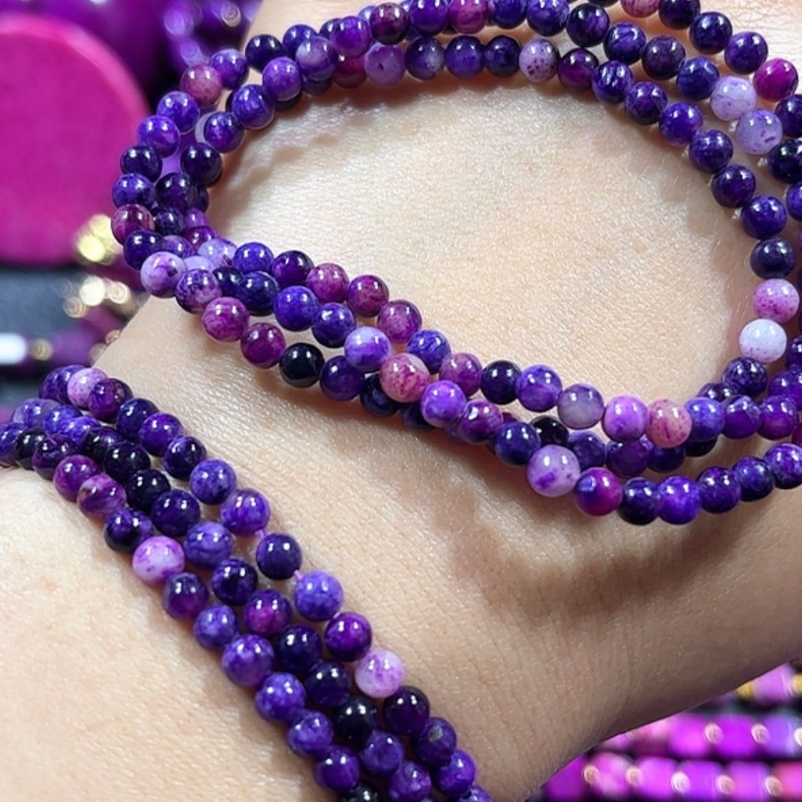 【闪购商品】玻璃成品舒具石老油料夜莺爆紫丝绒幻彩三圈卡3.8